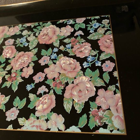 Otagiri Lacquer Tavistock Serving Floral Tray - Picture 2 of 5